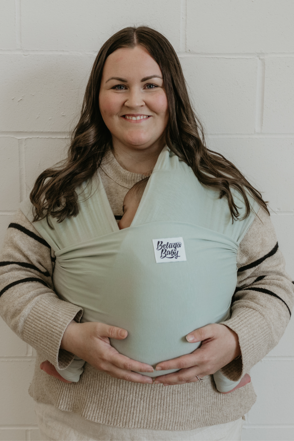 The Alba Mae Beluga Baby Wrap Beige Floral Bamboo Baby Carrier