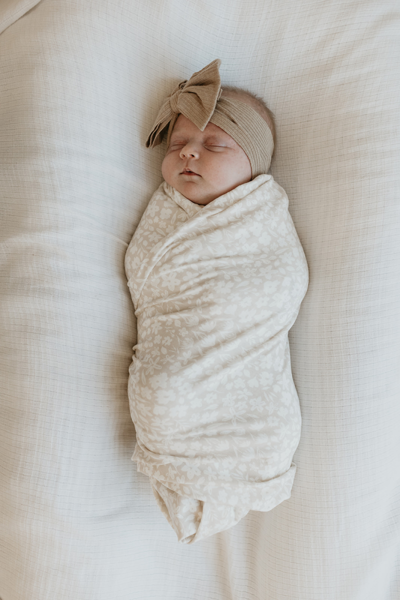 Preorder Beige Floral Perfect Bamboo Swaddle