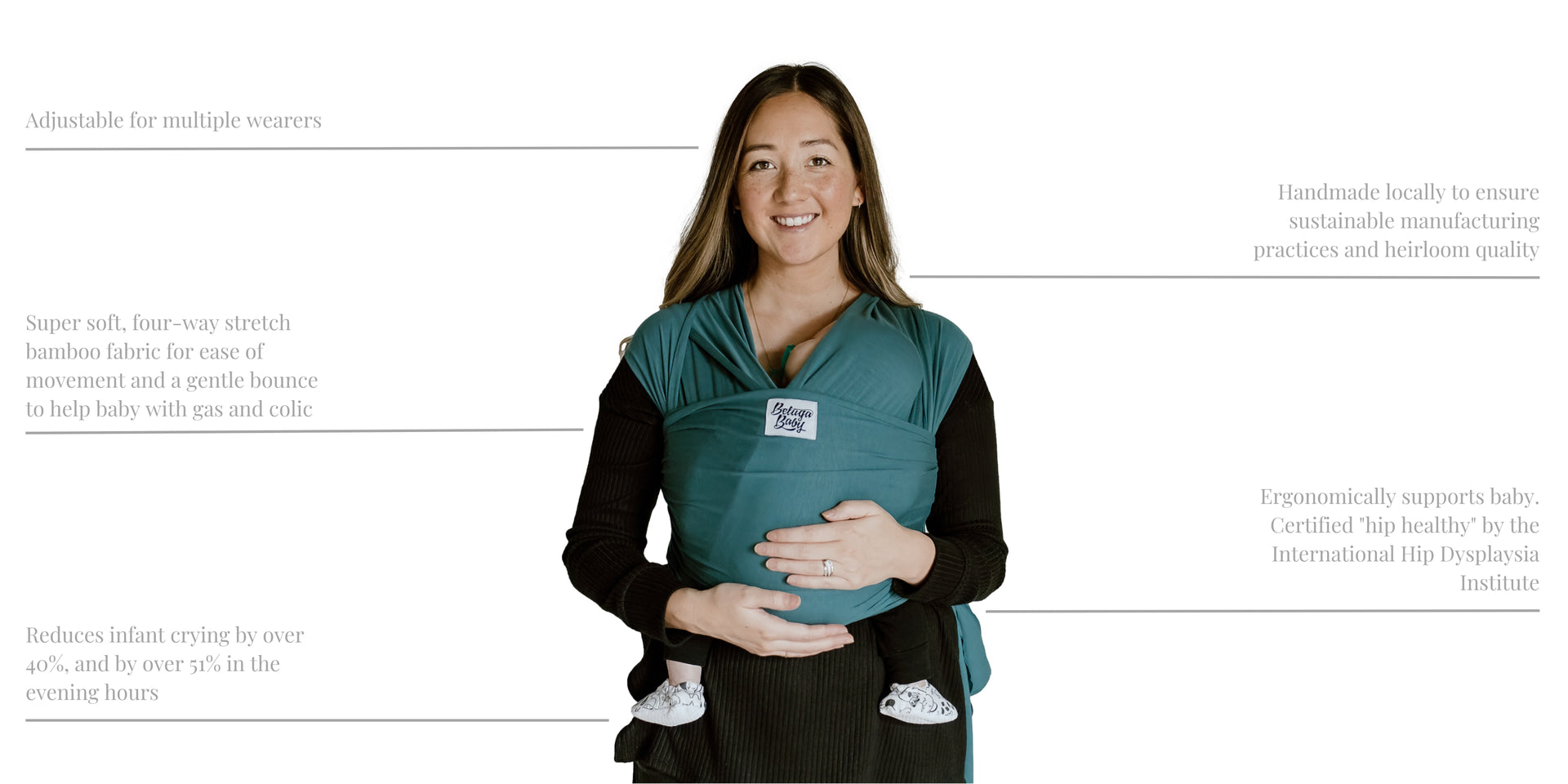 The Alba Mae Beluga Baby Wrap Beige Floral Bamboo Baby Carrier