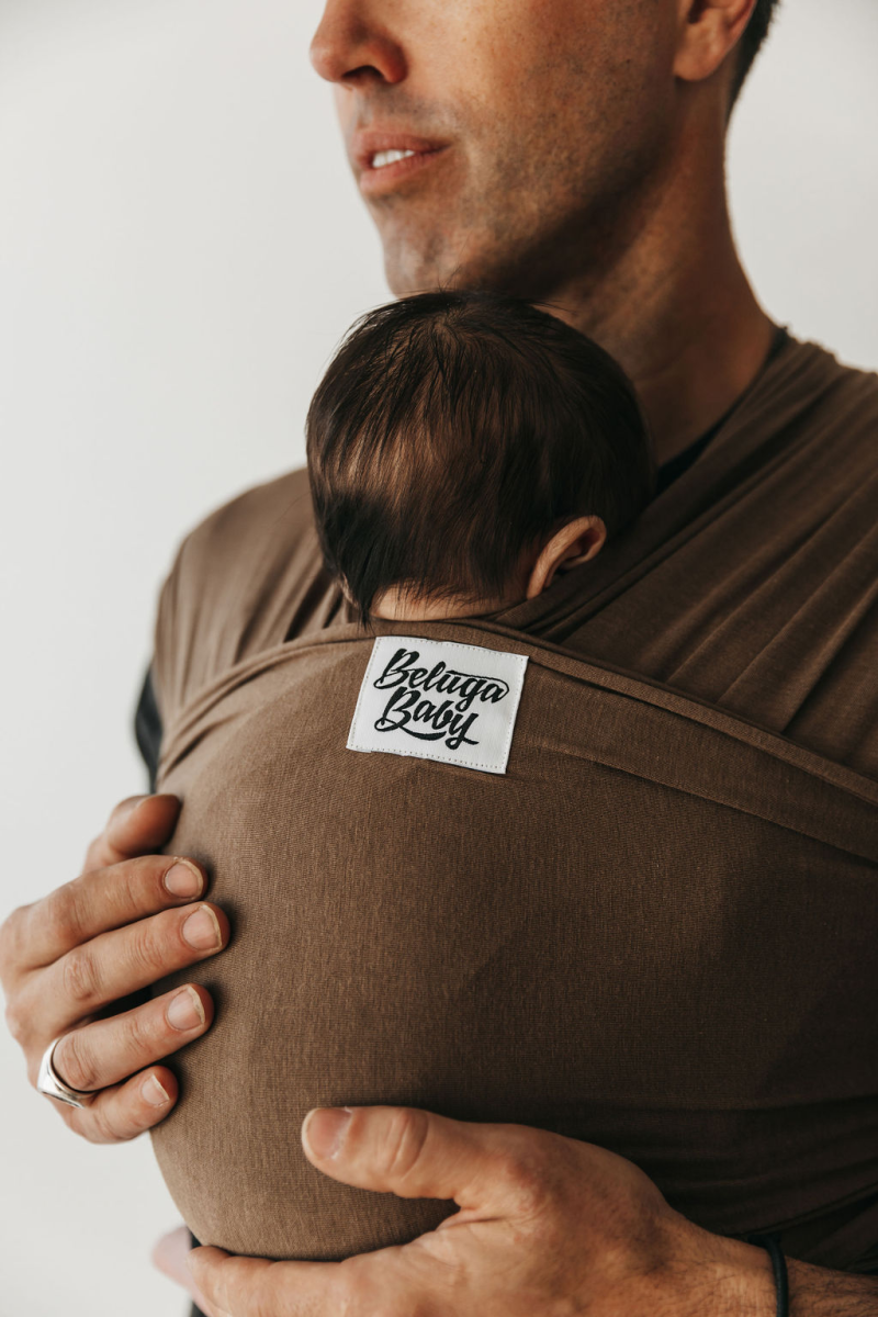 The Fable Beluga Baby Wrap Americano Brown Bamboo Baby Carrier