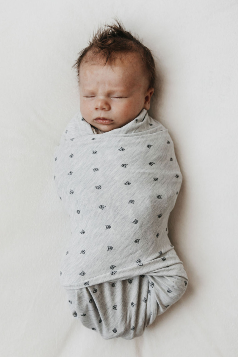 Gray top swaddle blanket