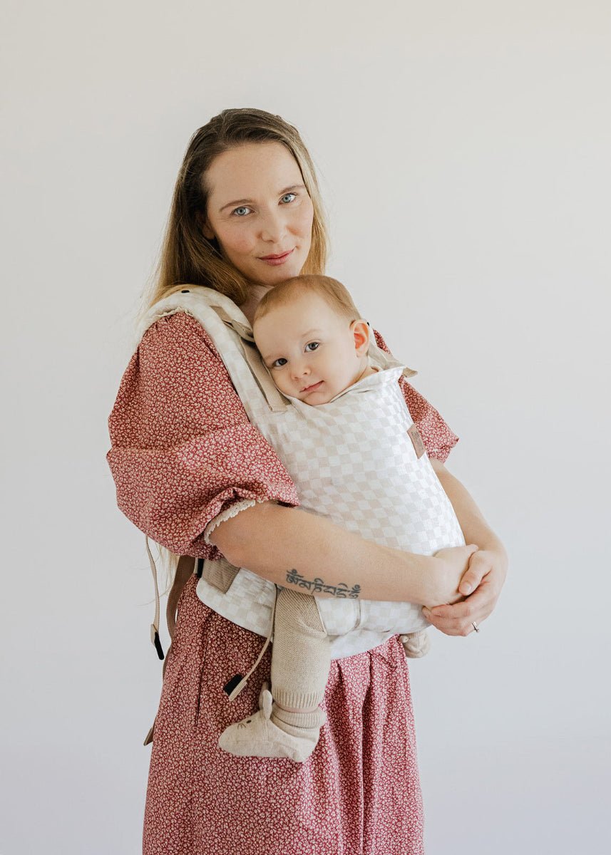 Preorder - Tan Checkers Cove Baby Carrier - Beluga Baby Carriers