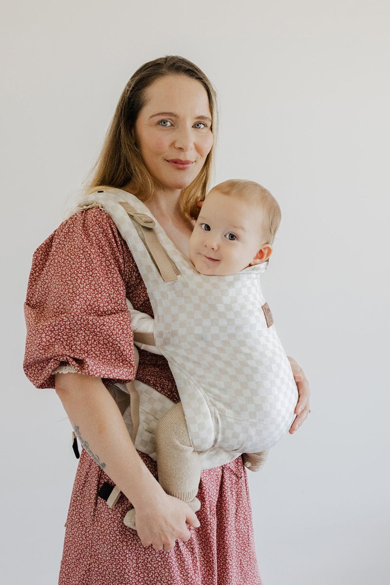 Preorder - Tan Checkers Cove Baby Carrier - Beluga Baby Carriers