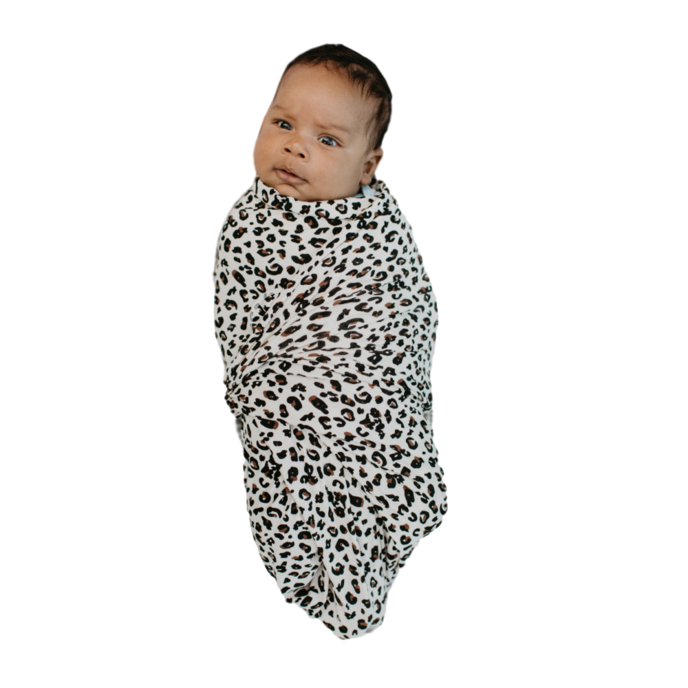 The Lana Perfect Bamboo Swaddle Leopard Baby Swaddle Beluga