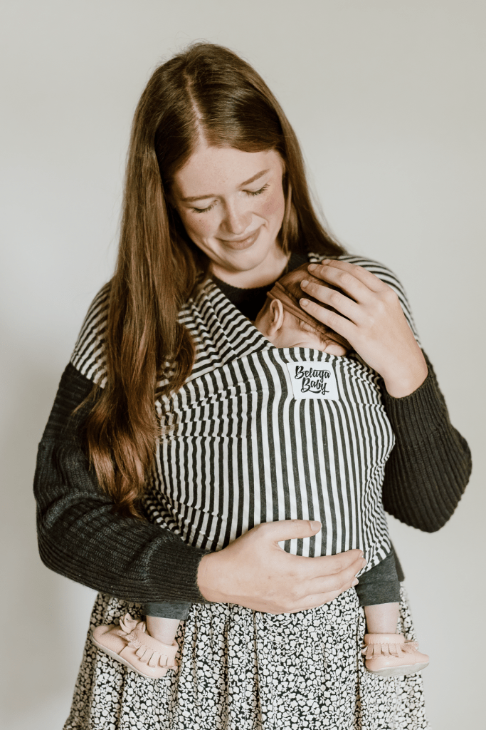 The Lori Beluga Wrap - Charcoal Stripe - Beluga Baby Carriers
